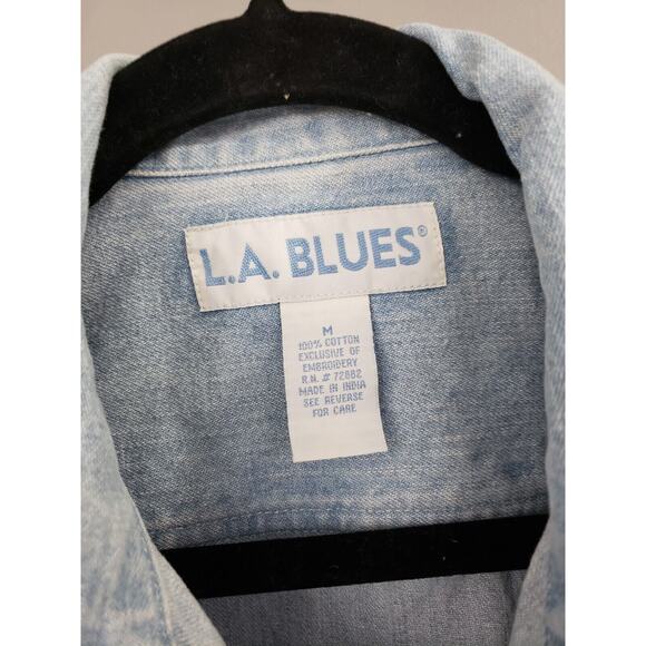 Vintage 80s/90s LA Blues Embroidered Western Vest Medium Hippie MOM Bejeweled - Picture 3 of 8